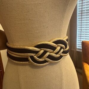 Vintage 80s Gold and Black Braided Belt